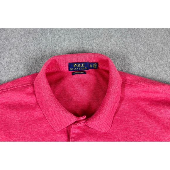 Polo Ralph Lauren Pink Polo Shirt‎ XL Custom Slim Flesh Pony Logo Golf - Picture 2 of 5